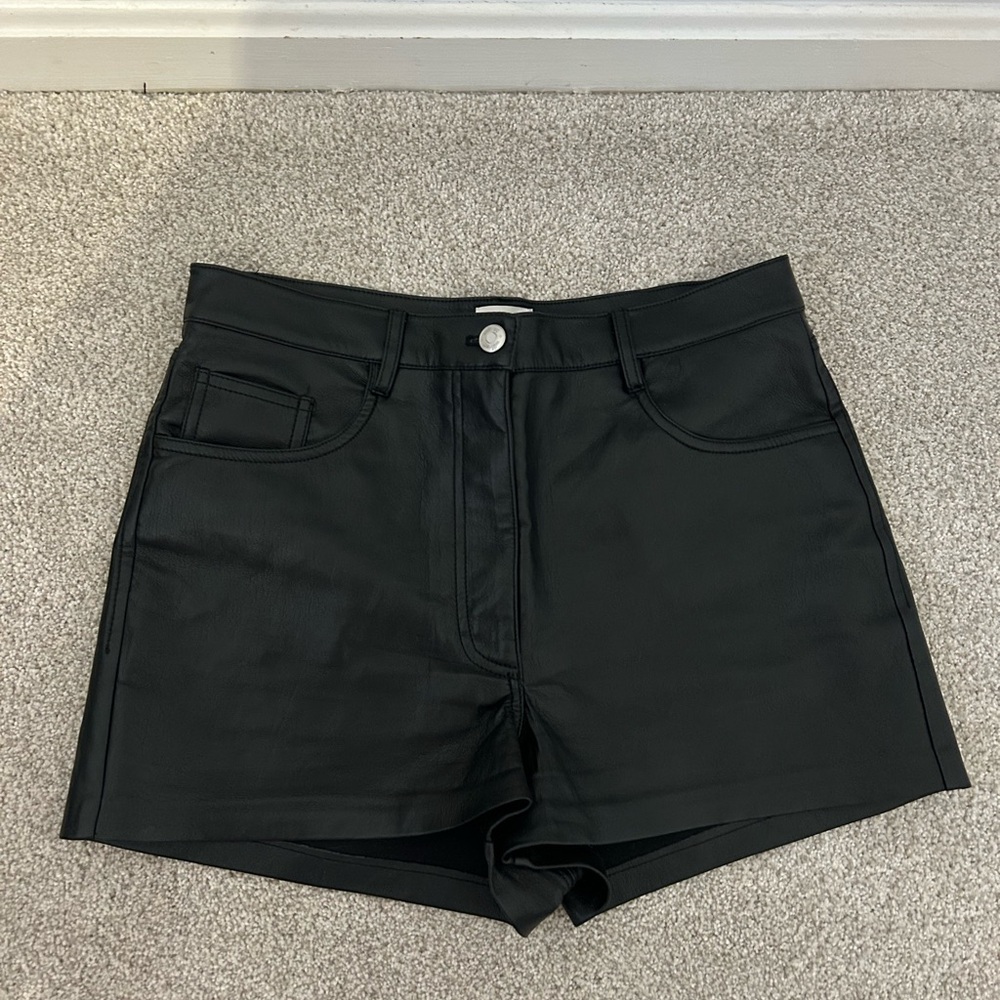 Wilfred Black High Waist Leather Shorts